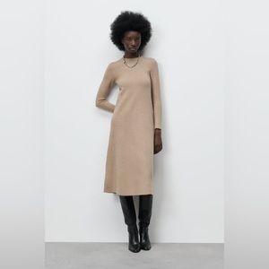 Elegant Tan Knit Dress